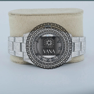 นาฬิกาข้อมือผู้ชาย VANA JEWELS สไตล์ฮิปฮอปสุดหรู ประดับเพชรโมอิสซาไนต์ ตัวเรือนสแตนเลสทรงกลม หน้าปัดอนาล็อก ระบบกลไก กระจก  ฝังเพชรเต็มหน้าปัด - Product Image 5