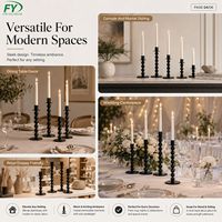 Lot de trois bougeoirs modernes en métal noir, design boule empilée, pour table de mariage et décoration intérieure