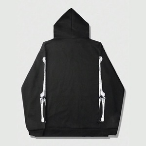 Sudadera con Capucha Personalizada con Estampado de Calavera DTF para Hombre, Sudadera con Cremallera de Manga Larga de Alta Calidad, Ropa Casual de Calle para Primavera y Otoño, OEM ODM - Product Image 2