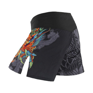 MMA Shorts Men Black Sublimation Print <b>Dragon</b> Design Moisture Wicking Athletic Fit Mixed Martial Arts Wear - Product Image 4