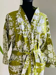 Robe Kimono en Coton Imprimé à la Main, Peignoir Kimono Indien en Coton, Robe Longue d'Été pour Femme, Robe de Nuit - Product Image 2