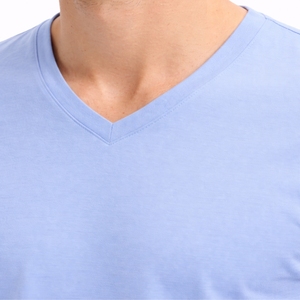 T-shirt pour homme, col en V, manches courtes, coton, coupe slim, couleur unie, design personnalisé, vêtements décontractés de haute qualité. - Product Image 4