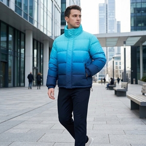 Veste matelassée unisexe à dégradé de couleurs, manteau d'hiver à col montant, fermeture éclair, streetwear d'extérieur, personnalisable, marque privée, OEM, ODM - Product Image 4