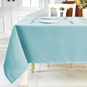 Tovaglia Rettangolare Azzurra in Lino Testurizzato Impermeabile Antimacchia e Antirughe per Tavolo da Pranzo - Product Image 1