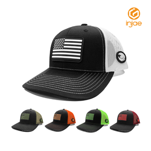 Custom Flag Rubber Patch Multi Color 6 Panel Breathable Mesh Hats Adjustable Closure for Casual Outdoor Workwear - Product Image 1
