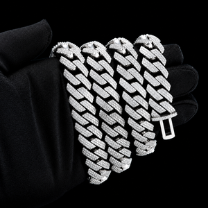 Collar de Cadena Cubana FATBOY para Hombre, Chapado en Plata 925 con Diamantes de Moissanita, Estilo Hip Hop, Cadena de Eslabones Tipo Cuchilla con Micro Pavé Completo - Product Image 6