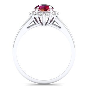 Anillo de Compromiso Solitario de Plata de Ley 925 con Moissanita Certificada REYES GRA, Corte Redondo, 0.84 Quilates, Gema de Rubí, Joyería para Mujer - Product Image 4