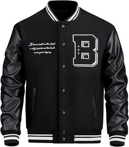Chaqueta Varsity Clásica Azul Marino y Blanca con Logotipo P Bordado y Frase para Adultos, Ropa de Otoño, Actividades Promocionales - Product Image 5