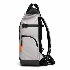 Minimalist Roll Top <b>Backpack</b> Nylon Water Resistant Laptop Compartment 20-39L Unisex Shoulder <b>Straps</b> Handle - Product Image 3