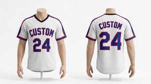 Camiseta de Béisbol Blanca Personalizada para Hombre, Manga Corta, Cuello en V, Número 24, Impresión Serigrafiada, Poliéster Transpirable, Corte Regular, Adulto - Product Image 1
