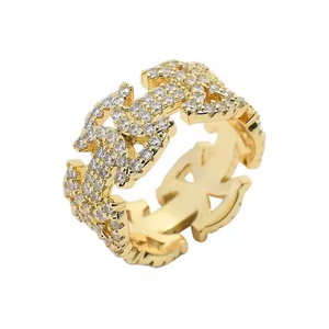 925 Sterling <b>Silver</b> Gold Plated Moissanite <b>Ring</b> Micro Insert Unisex Hip Hop Band Pave <b>Set</b> Wedding Engagement Jewelry - Product Image 2