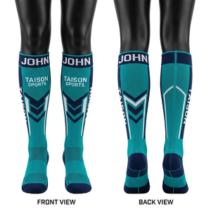 Calcetines de Floorball para Mujer, 310 GSM, Tela de Poliéster y Spandex de Alta Calidad, Verde Oliva, Panel Marrón, Soporte Personalizado, Logotipo Tejido, Calcetines para Hombre - Product Image 3