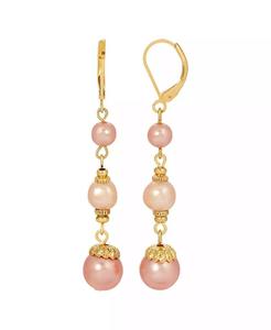 Orecchini con perle finte rosa e bianche a goccia |   2028 - Product Image 1