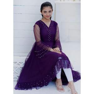 ชุดทำงานปักตาข่ายสีม่วงด้านล่างสำหรับงานปาร์ตี้ - Product Image 2