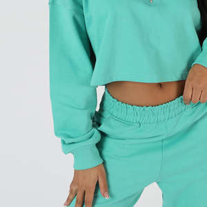 Conjunto Deportivo Corto para Mujer, con Logotipo Personalizado, Sudadera con Capucha y Pantalones Jogger, de Algodón y Felpa, para Invierno - Product Image 6