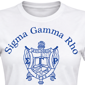 Sigma Gamma Rho <b>White</b> T Shirt Blue Crest 1922 Graphic Print Short Sleeve O Neck Greek Sorority Apparel Classic Casual <b>Top</b> - Product Image 5