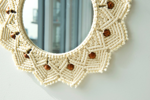 Espejo Redondo de Pared de Macramé Boho de 14 Pulgadas, Hecho a Mano con Cuerda de Algodón, Decoración Colgante para Dormitorio, Sala de Estar, Decoración del Hogar - Product Image 2