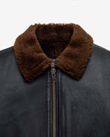 Veste d'aviateur en cuir véritable pour homme de qualité supérieure avec doublure en fausse fourrure, fermeture éclair, style motard d'hiver