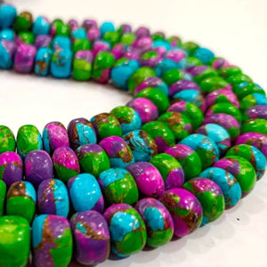 Perles rondes en turquoise bleu violet naturel, lisses, 8 mm, vendues par brin de 8 pouces de long - Product Image 3