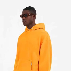 Sudadera con Capucha Oversize de Algodón Grueso de 400GSM con Logo Personalizado, Ajuste Holgado, Color Naranja Sólido, Estilo Urbano para Hombre - Product Image 1