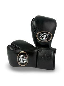 Gants de boxe No Boxing No Life, entièrement noirs, pour entraînement et compétition de kickboxing, 100% cuir véritable. - Product Image 2
