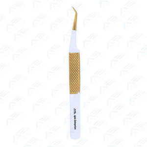 Pince à cils Apto Enterprises en acier inoxydable durable avec poignée diamantée et surface dentelée/lisse pour extensions de cils - Product Image 4