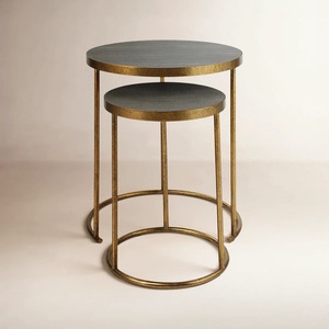 Elegant <b>Nesting</b> Bar <b>Tables</b> Dual <b>Round</b> Tops Space Saving Stackable Design Sturdy Frame Modern Accent Set for Living Room Decor - Product Image 2