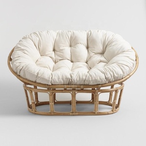 Mamasan lounge garden patio furniture rattan double seat papasans <b>cane</b> papasan <b>chair</b> set with cushion - Product Image 1