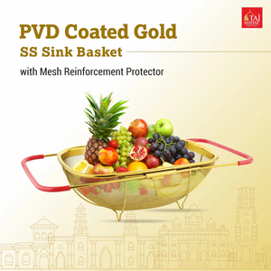 Multi-Purpose Stainless Steel PVD Coated Gold SS <b>Sink</b> <b>Basket</b> with mesh Reinforcement Protector - Product Image 5