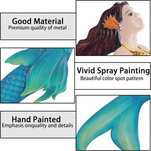 Sculture da Parete in Metallo a Tema Sirena Marina, Decorazioni da Giardino per Esterni, Decorazioni Appese per Casa, Cucina a Tema Oceano, Arte Metallica Resistente - Product Image 3