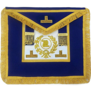 Tablier maçonnique brodé personnalisé, motif à carreaux, franges dorées, décoration perlée, style classique, tenue d'officier de loge - Product Image 4