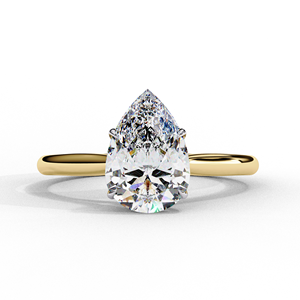 Bague de fiançailles en or jaune 14 carats avec diamant de laboratoire en forme de poire de 0,90 ct, couleur E, pureté VVS, certifiée IGI, solitaire en forme de larme pour mariée - Product Image 1