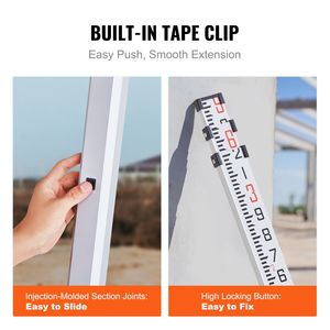 Bâton de nivellement télescopique en aluminium de 9 pieds/10 sections, 3 sections, avec échelle double face de 1/10 pied, instrument en alliage - Product Image 4