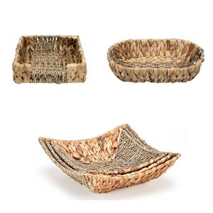 MEADOW & TIDE Natural Seagrass & Water Hyacinth Tabletop Essentials Table Tissue Box Holder <b>Small</b> Wicker <b>Tray</b> Set - Product Image 1