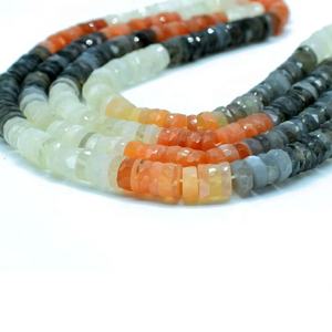 Cuentas de Piedra Lunar Multifacéticas Naturales en Forma de Neumático de 6-7 mm, 16 Pulgadas para la Fabricación de Joyas - Product Image 1