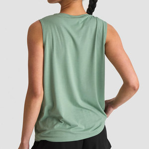 Ladies Wholesale Custom Blank Training Gym Clothes Manufacturer Longline <b>Loose</b> Fit Fitness Wear Sleeveless <b>Tank</b> <b>Top</b> - Product Image 2