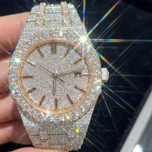 Custom Two-Tone Lab Grown Diamond Stainless Steel Watch | 41mm <b>Automatic</b> <b>Chronograph</b> Iced Watch | Premium VVS1 Moissanite - Product Image 1