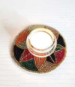 FAIZA CRAFT Sous-verres brodés à la main en perles de rocaille, motifs floraux, colorés, écologiques, taille personnalisable, modernes, 4x4 pouces - Product Image 6