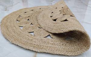 พรมปูพื้นทรงกลมลายหอยเชลล์สไตล์โบโฮ ทอมือจากเส้นใยปอกระเจา ตกแต่งบ้านสไตล์เรียบง่ายแบบธรรมชาติ - Product Image 3