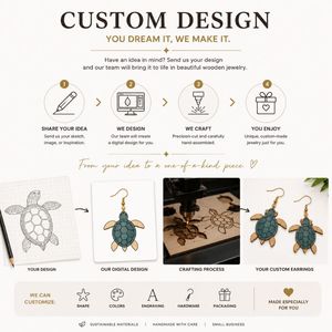 Pendientes de madera para mujer con diseño de delfín, pendientes colgantes de madera con animales marinos para vacaciones de verano - Product Image 6
