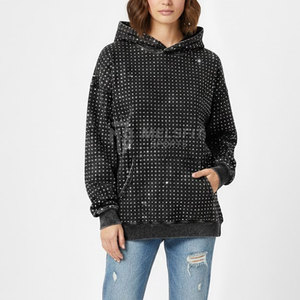 Sudadera con Capucha para Mujer, Estilo Casual, con Pedrería y Lavado Ácido, Material Suave y Ligero, Ideal para un Look Urbano - Product Image 3