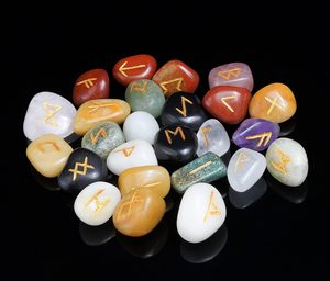 Ensemble de pierres runiques 7 chakras naturelles, 25 pièces, pierres précieuses gravées pour la divination, collection en gros - Product Image 2