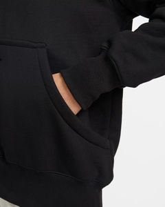<b>Women</b> <b>Black</b> Oversized Hoodie Solid Color Cotton Knitted <b>Fleece</b> Breathable Autumn Wear With Pockets Regular Fit - Product Image 4