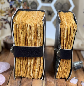 Moon Leather Thread Sewing Hardcover Diary Moth Design Antique Deckle Edge UV Printed Vintage Paper Grimoire Spell <b>Book</b> Gift - Product Image 2