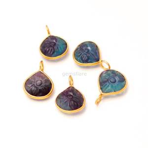 Natural Multi Fluorite Flower Pendant 925 Sterling <b>Silver</b> Gemstone Pendant Hand Carved Heart <b>Charm</b> Multi Fluorite Jewelry Making - Product Image 6