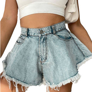 Pantalones Cortos de Mezclilla para Mujer, Talla Grande, Nuevos, Casuales de Verano, Color Azul Claro, con Cierre, Pierna Ancha - Product Image 4