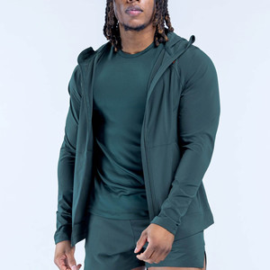 OEM Custom Logo Green Full Zip Up Men's <b>Jackets</b> Breathable Lightweight Polyester Fabric Streetwear & Gym <b>Workout</b> <b>Jacket</b> For Men - Product Image 1