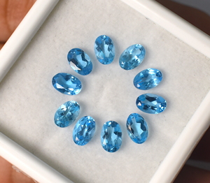 Natural Blue Topaz Oval 6X4 mm Loose Gemstone For <b>Jewelry</b> Making - Product Image 6