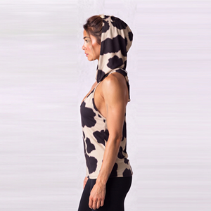 Custom Printed <b>Women</b> Racerback Hooded Tank Top Cotton Polyester Fitness Wear Stringer Top Ladies Gym Workout Sleeveless Hoodie - Product Image 2