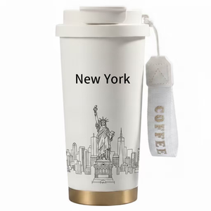 แก้วกาแฟเก็บความร้อนแบบพกพา สแตนเลส 316 ขนาด 500 มล. ลายเส้นขอบเมืองสำคัญทั่วโลก พร้อมฝาปิด - Product Image 3